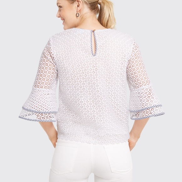 Draper James Lattice Double Bell Blouse Sz8 xD200 - Picture 2 of 7